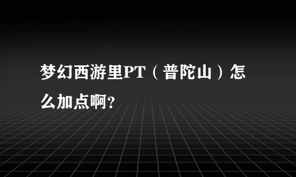 梦幻西游里PT（普陀山）怎么加点啊？