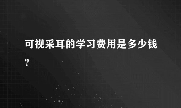 可视采耳的学习费用是多少钱？