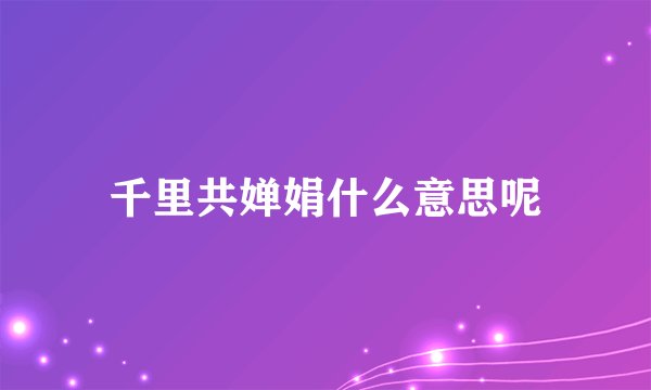 千里共婵娟什么意思呢