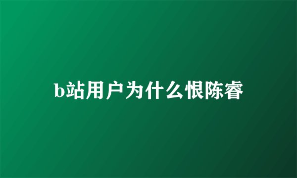 b站用户为什么恨陈睿
