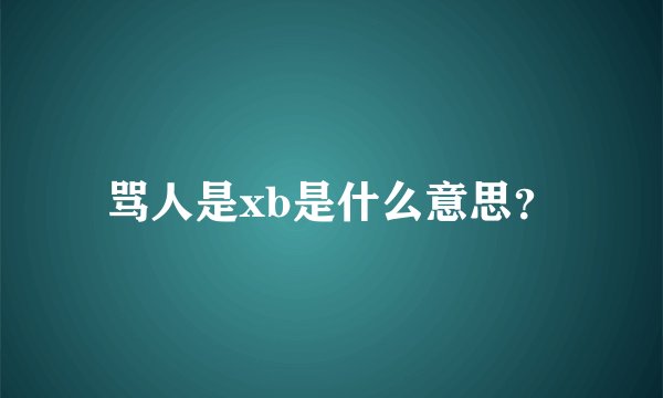 骂人是xb是什么意思？