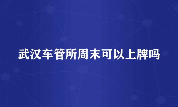 武汉车管所周末可以上牌吗