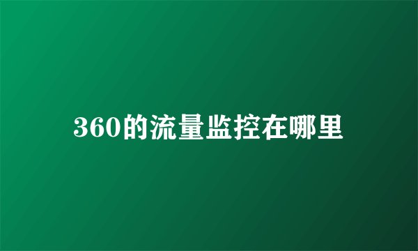 360的流量监控在哪里