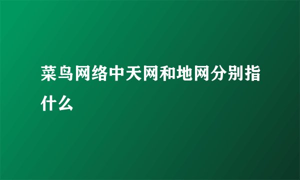 菜鸟网络中天网和地网分别指什么