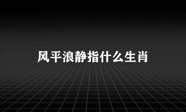 风平浪静指什么生肖