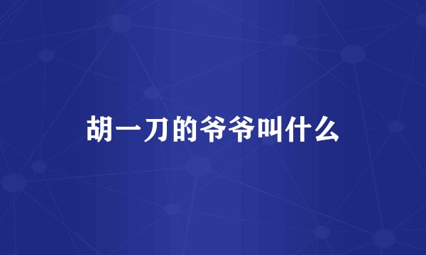 胡一刀的爷爷叫什么