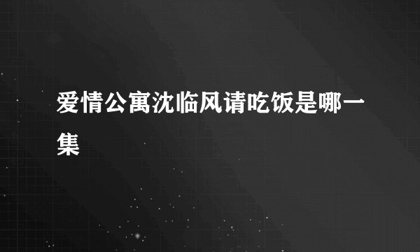 爱情公寓沈临风请吃饭是哪一集