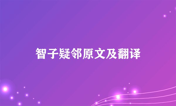 智子疑邻原文及翻译