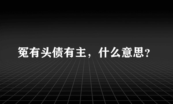 冤有头债有主，什么意思？