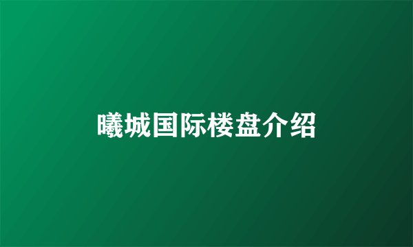 曦城国际楼盘介绍