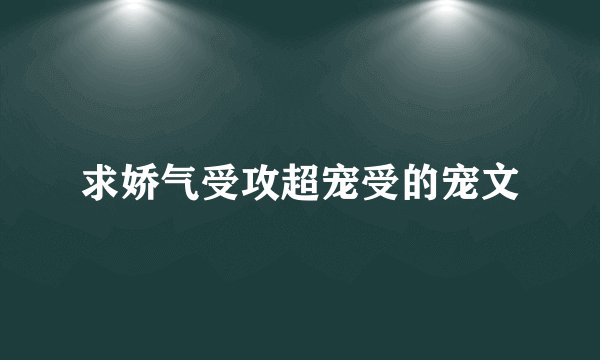 求娇气受攻超宠受的宠文