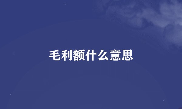 毛利额什么意思