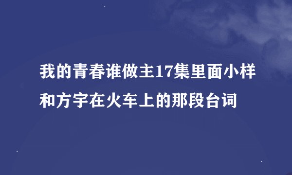 我的青春谁做主17集里面小样和方宇在火车上的那段台词