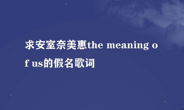 求安室奈美惠the meaning of us的假名歌词