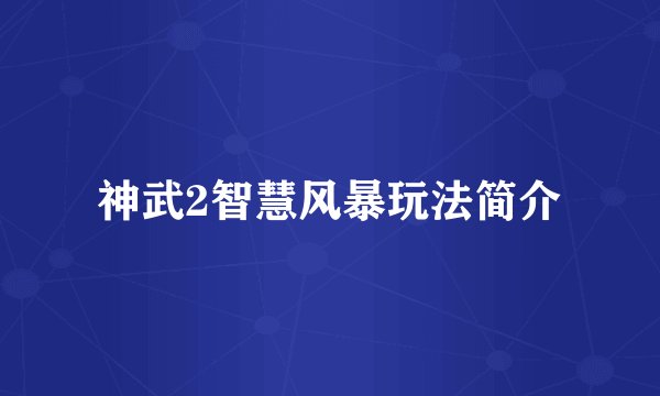 神武2智慧风暴玩法简介
