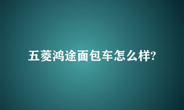 五菱鸿途面包车怎么样?