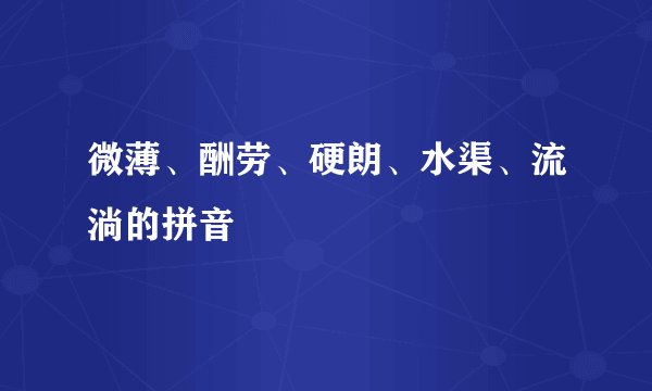 微薄、酬劳、硬朗、水渠、流淌的拼音