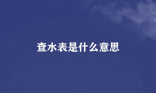 查水表是什么意思