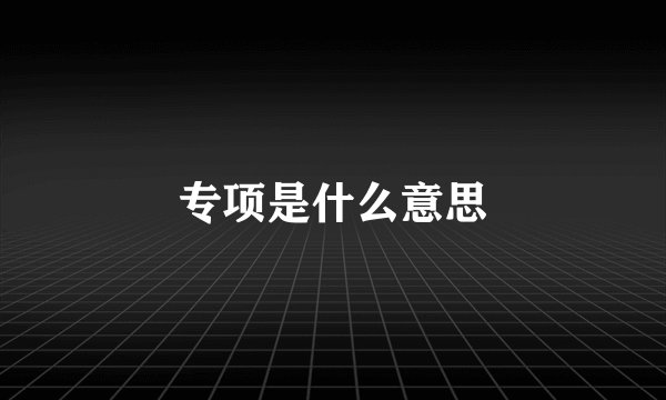 专项是什么意思