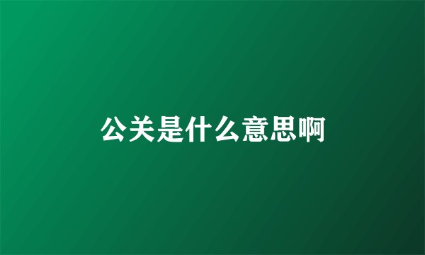 公关是什么意思啊