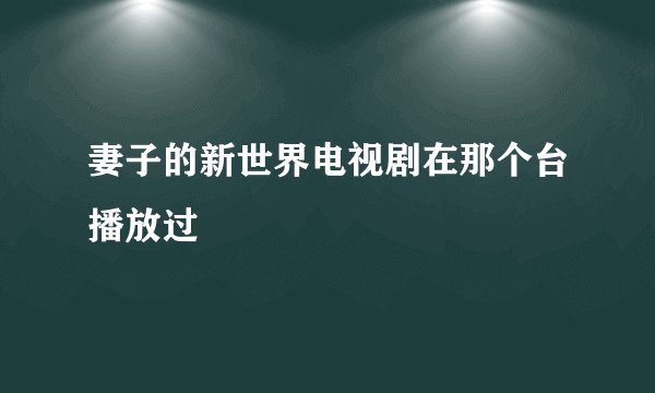 妻子的新世界电视剧在那个台播放过