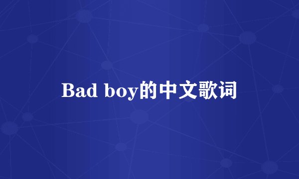 Bad boy的中文歌词