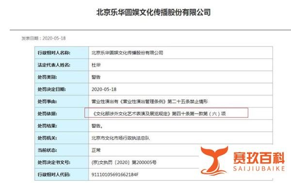 乐华娱乐深夜回应被行政处罚：与祖国立场坚定一致
