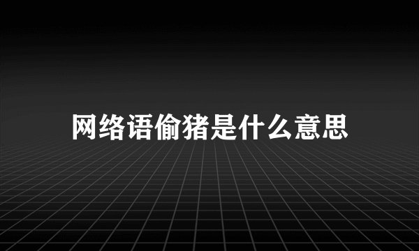 网络语偷猪是什么意思