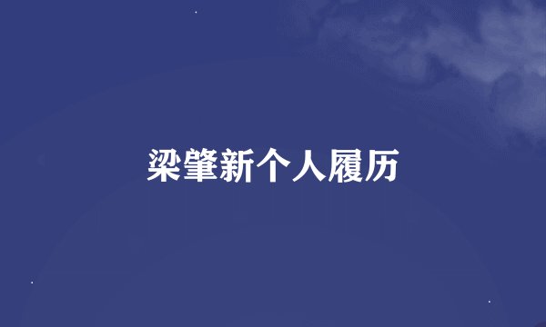 梁肇新个人履历