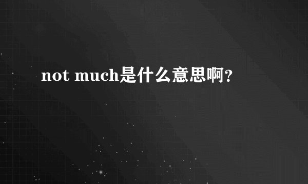not much是什么意思啊？