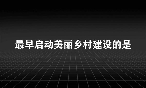 最早启动美丽乡村建设的是