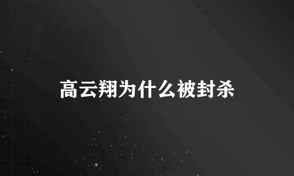 高云翔为什么被封杀