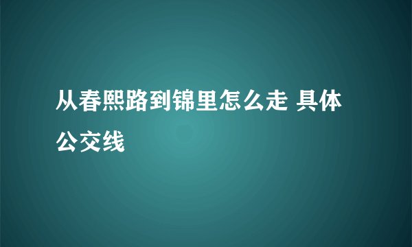 从春熙路到锦里怎么走 具体公交线