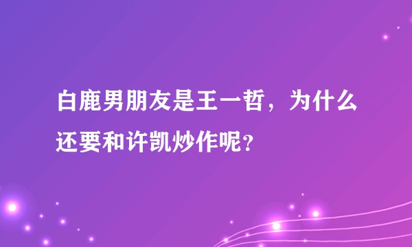 白鹿男朋友是王一哲，为什么还要和许凯炒作呢？