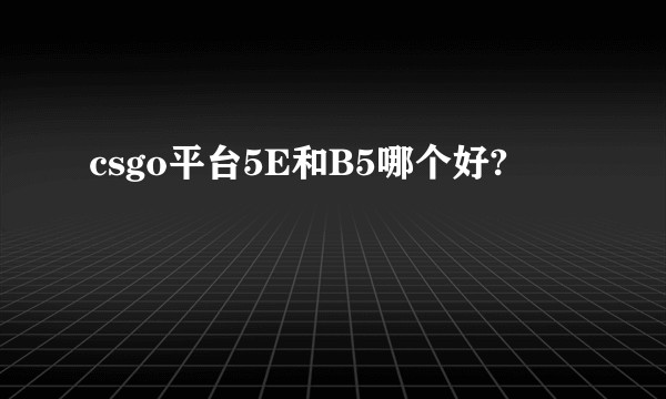 csgo平台5E和B5哪个好?