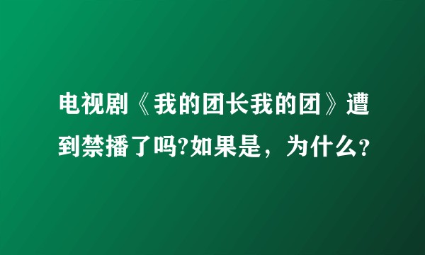 电视剧《我的团长我的团》遭到禁播了吗?如果是，为什么？