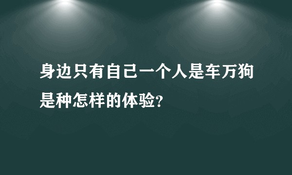 身边只有自己一个人是车万狗是种怎样的体验？