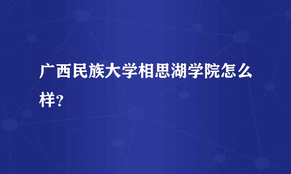 广西民族大学相思湖学院怎么样?