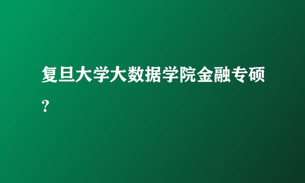 复旦大学大数据学院金融专硕？
