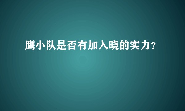 鹰小队是否有加入晓的实力？
