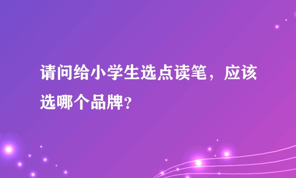 请问给小学生选点读笔，应该选哪个品牌？