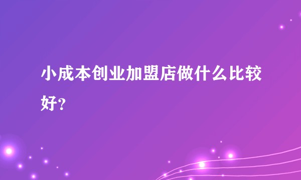 小成本创业加盟店做什么比较好？