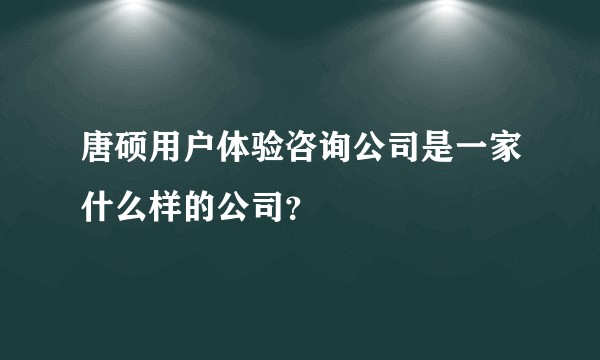 唐硕用户体验咨询公司是一家什么样的公司？