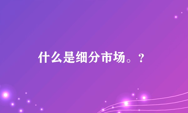 什么是细分市场。？