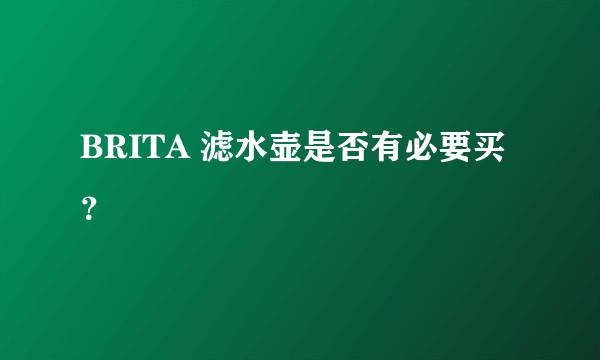 BRITA 滤水壶是否有必要买？