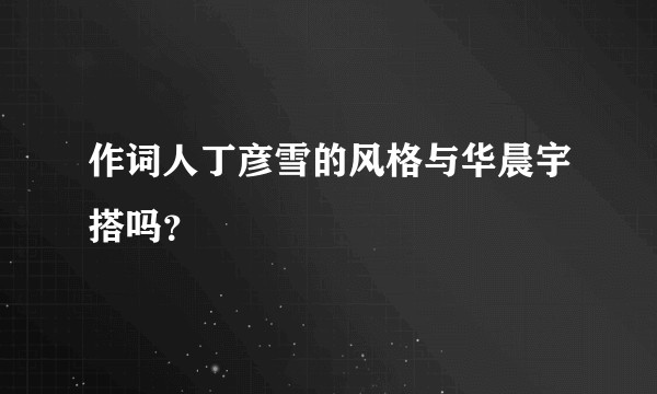 作词人丁彦雪的风格与华晨宇搭吗？