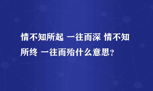 情不知所起 一往而深 情不知所终 一往而殆什么意思？
