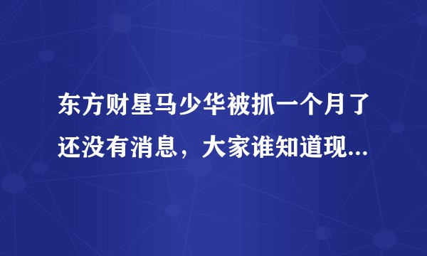东方财星马少华被抓一个月了还没有消息，大家谁知道现在如何了？