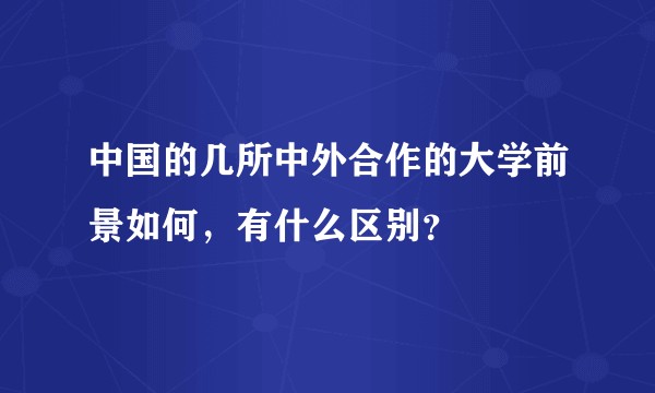 中国的几所中外合作的大学前景如何,有什么区别?