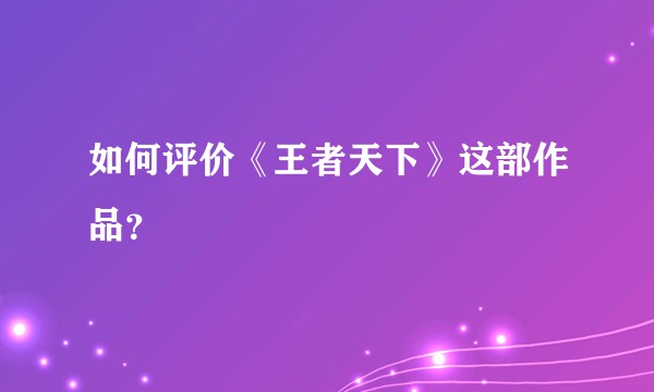 如何评价《王者天下》这部作品？